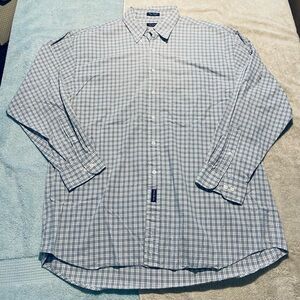 Gant Ivy Poplin Button front shirt long sleeve size XL Gray Blue Soft Casual